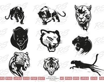 Black Panther Svg Bundle, Panthers Clipart, Panthers Silhouette, Panthers Svg Files For Cricut, Panther Cut Svg Png Dxf Pdf Eps Jpg