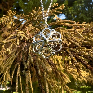 Floral Silver Filigree Necklace For Women Flower Necklace Silver Filigree Jewelry Romantic Necklace Valentine Necklace Gift For Her