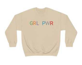 GRL PWR, Unisex Heavy Blend Crewneck Sweatshirt, Girl Power