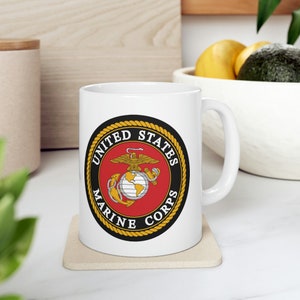 USMC Eagle Globe & Anchor Ceramic Mug 11oz, Coffeee Cup