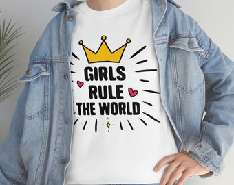 Girls Rule Unisex Heavy Cotton T-Shirt, Girl Power, Birthday Gift