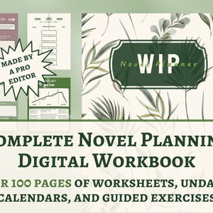 Novel Planning Workbook | For all Authors | Story Worksheets | Writing Guide | Digital Workbook | Downloadable PDF | Botanical