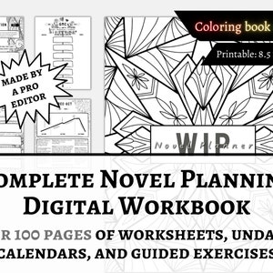Novel Planning Workbook | Printable | For all Authors | Story Worksheets | Digital Writing Guide | Downloadable PDF | Coloring Book