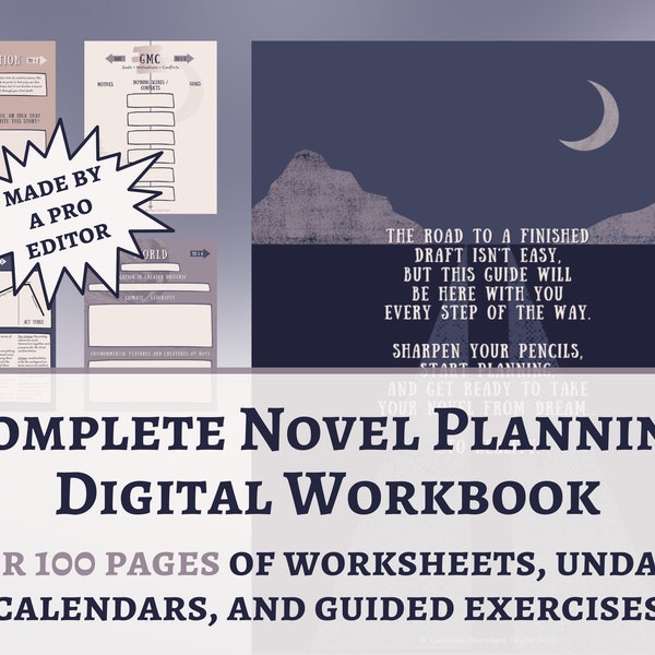 Novel Planning Workbook | For all Authors | Story Worksheets | Writing Guide | Digital Workbook | Downloadable PDF | Starry Sky