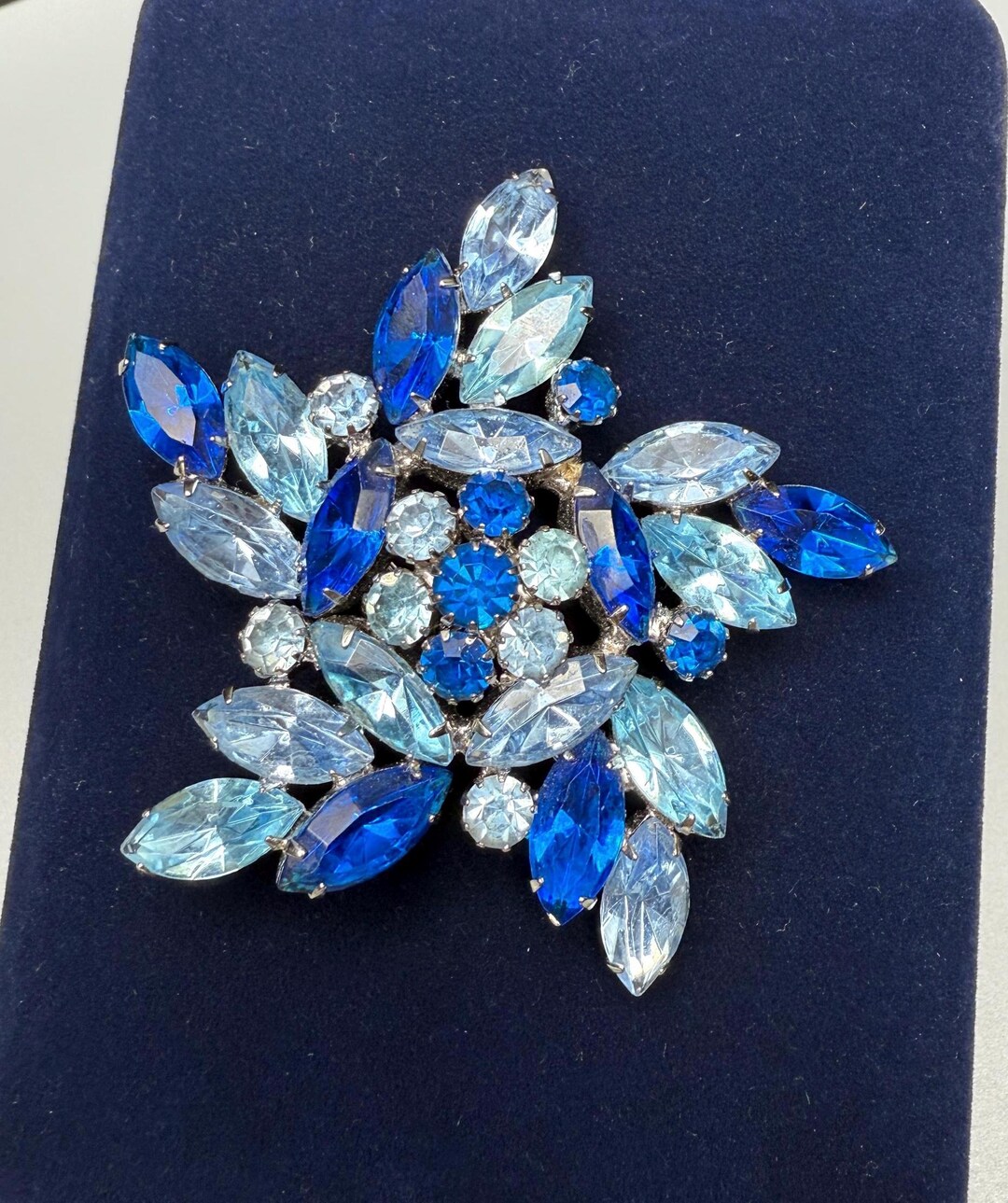Brooch Star Shades of Blues Rhinestone Silver Tone Prong Set 2.625” - Etsy