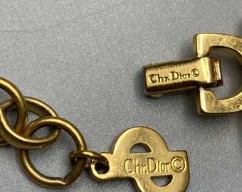 CHRISTIAN DIOR Germany Signed Vintage Gold Tone Chain Choker '70s