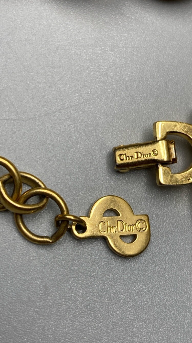 CHRISTIAN DIOR Germany Signed Vintage Gold Tone Chain Choker '70s