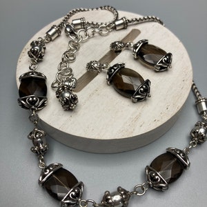 Brighton Night Mist Smoky Quartz Silver Plated Necklace Earrings SET NWOT image 9