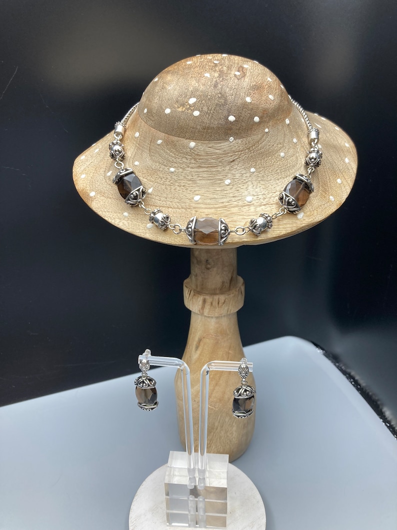 Brighton Night Mist Smoky Quartz Silver Plated Necklace Earrings SET NWOT image 10