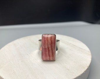Rhodochrosite Sterling 925 Handcrafted Ring Signed JB Wide