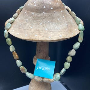 JAY KING DTR Sterling Silver 925 Green Mojave Turquoise Stone Beaded Necklace 20-23 inches adj. 59grams
