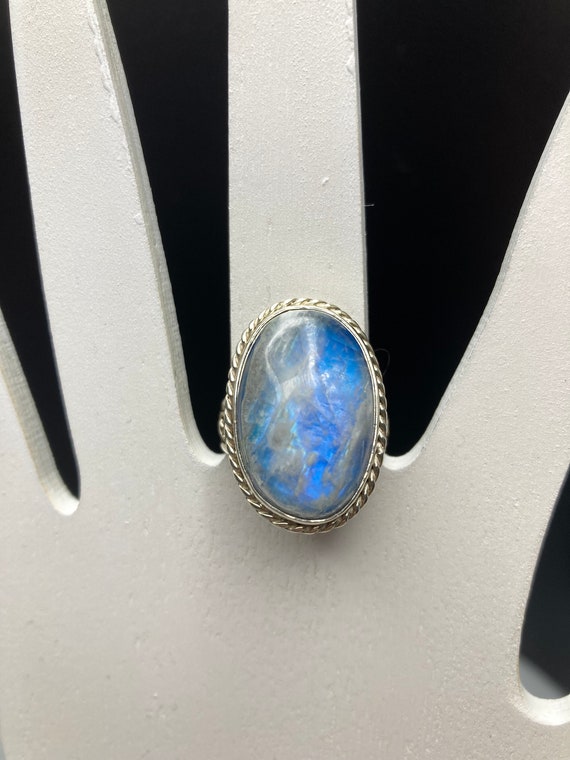 Ring Moonstone, Sterling Silver 925 Large Signed … - image 1
