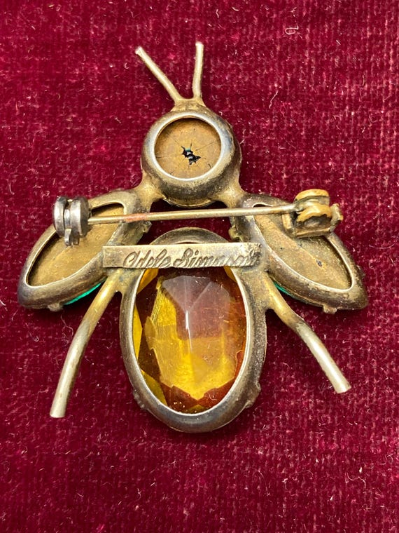 Bug Brooch Adele Simpson Rhinestone Winged Multic… - image 5