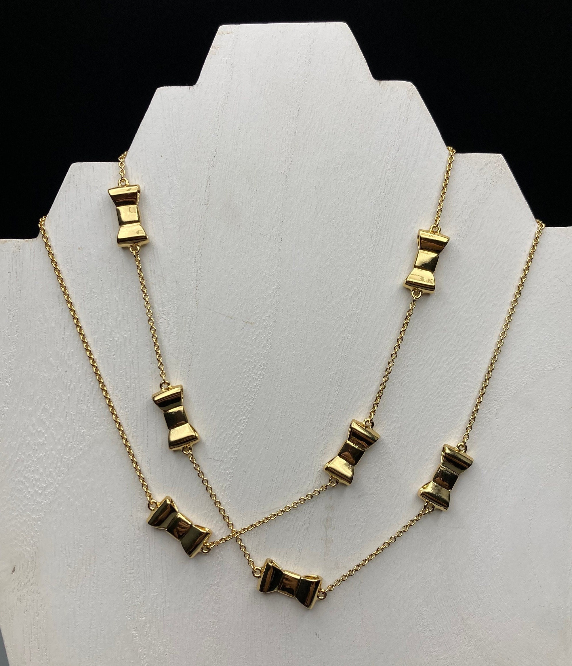 KATE SPADE Gold Tone & Black Crystal 32” shops Necklace