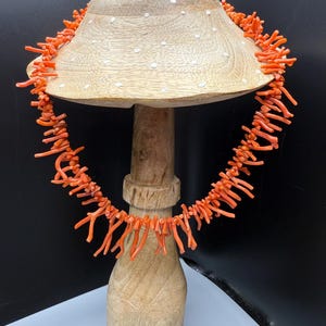 Salmon Branch Coral Necklace 19.5 Inch Vintage Genuine Coral Necklace 35g 925 Clasp
