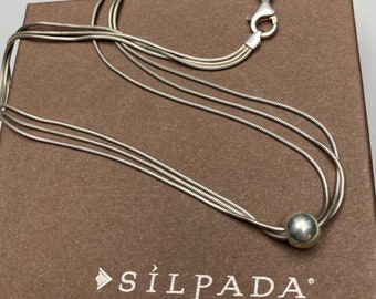 Silpada Sterling Silver Thoreau Necklace N0914 Multi strand bead ball 16” 925