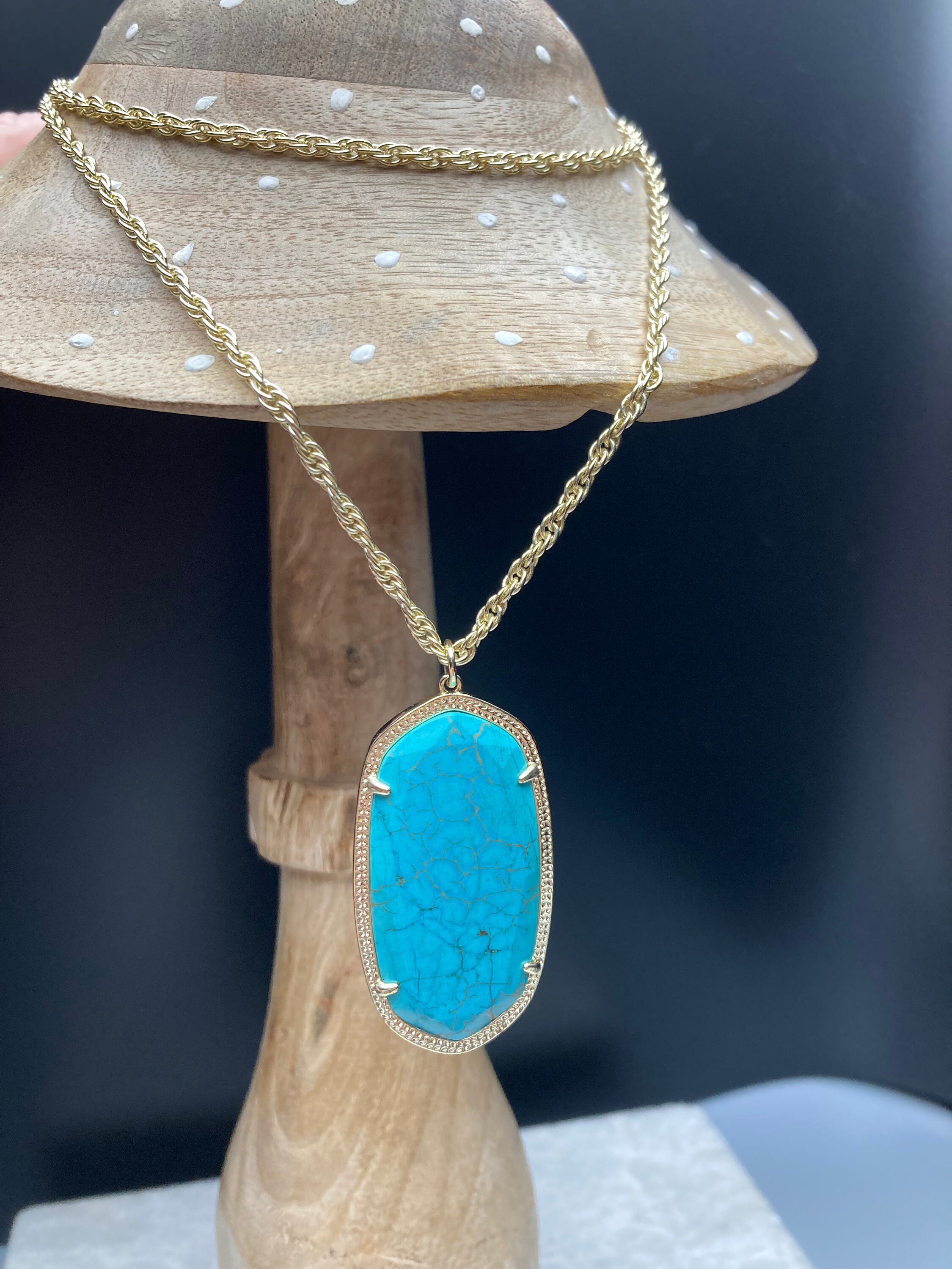 Kendra Scott Turquoise Magnesite Blue Rae Pendant Gold Necklace