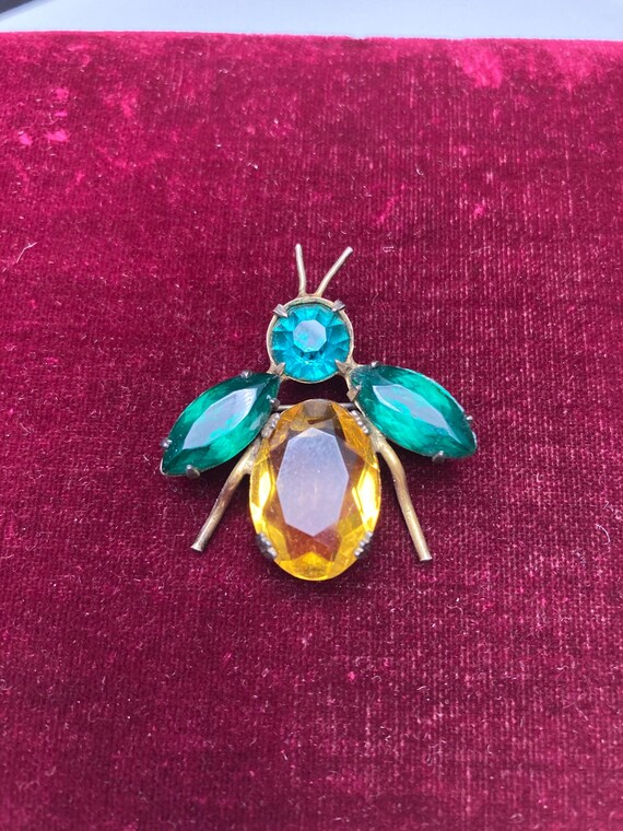 Bug Brooch Adele Simpson Rhinestone Winged Multic… - image 10