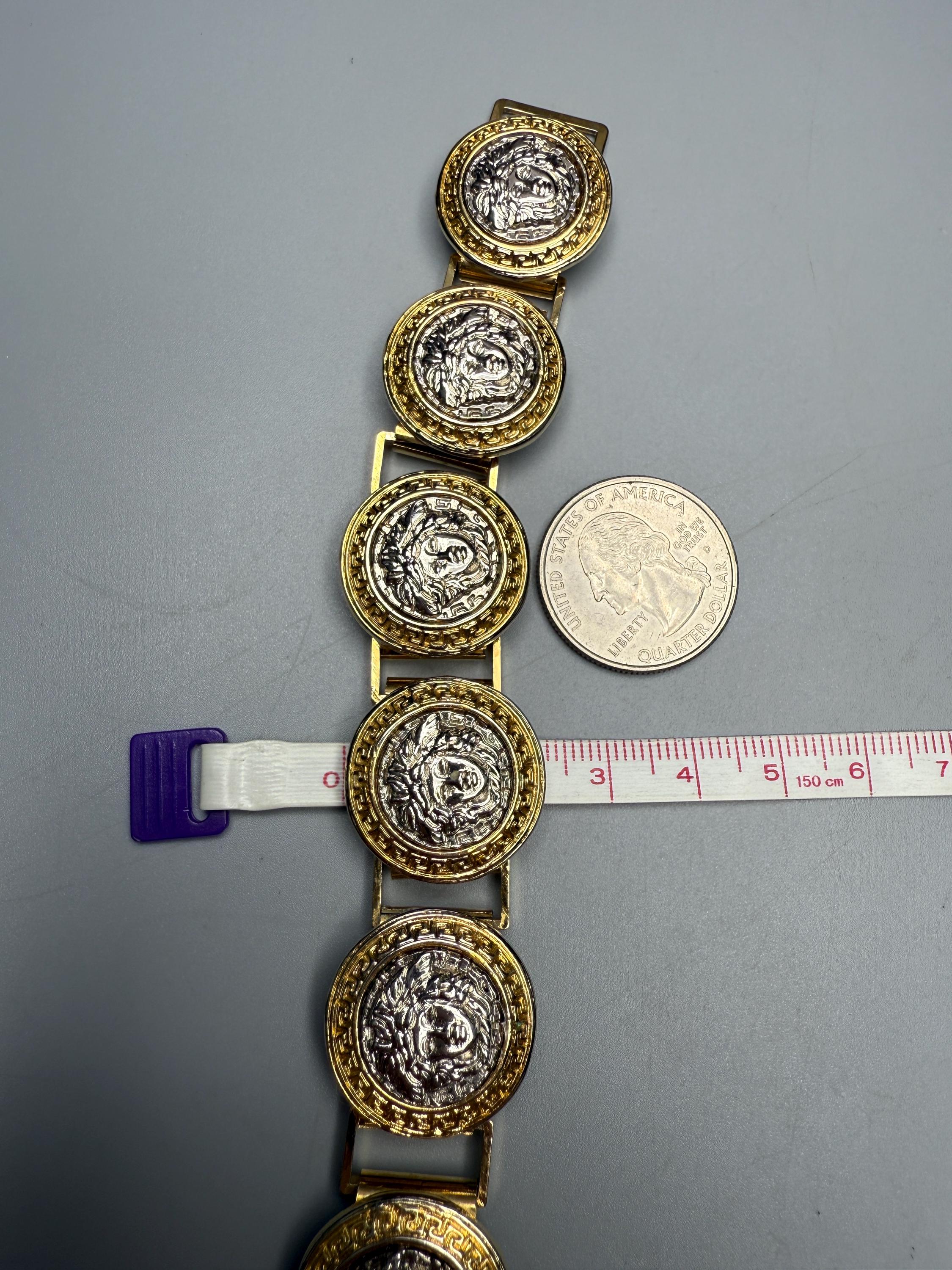 Vintage Gianni Versace Mixed Metal Medusa Medallion Bracelet 7.7