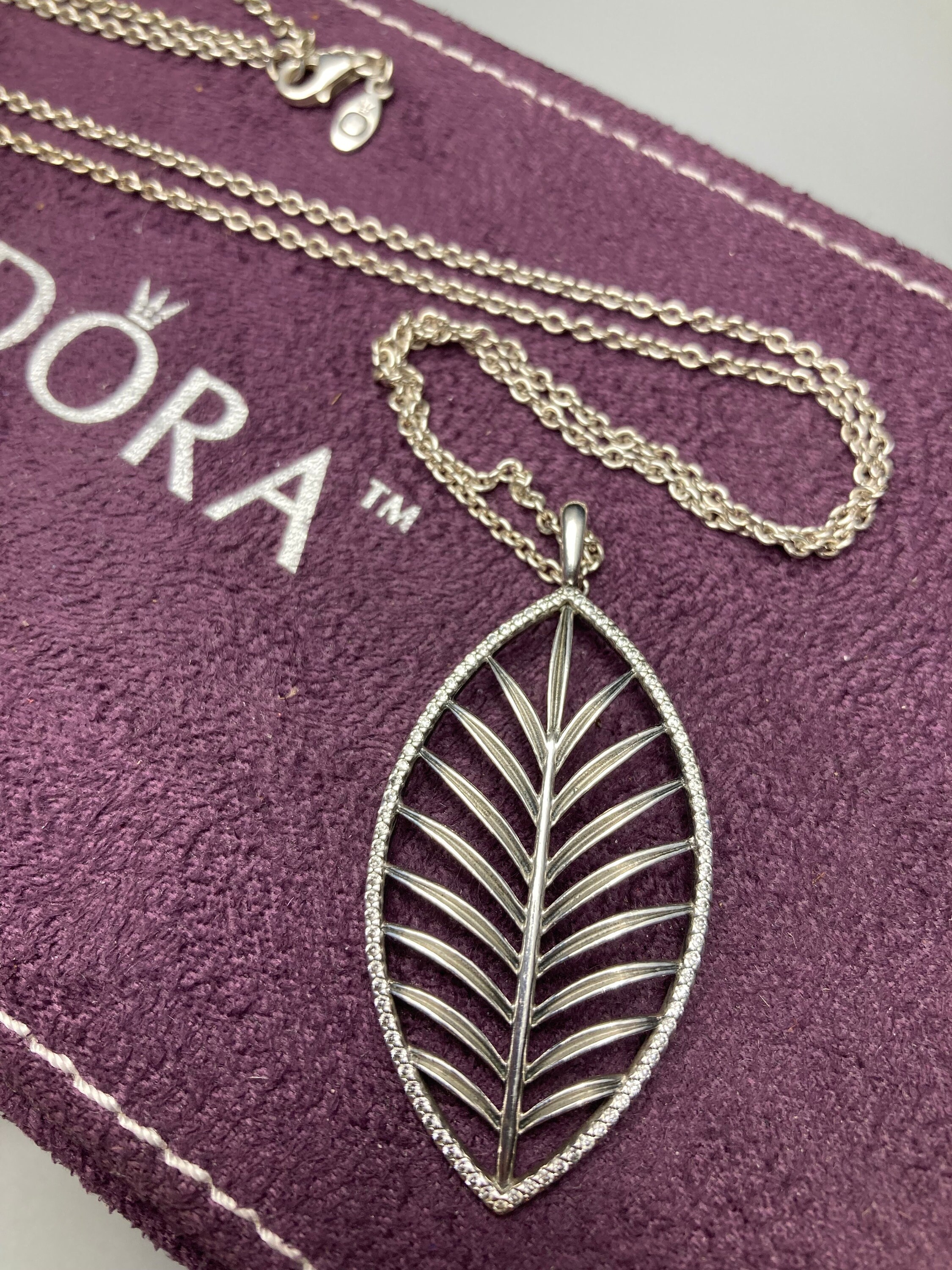Pandora ALE Authentic Sterling Silver 925 PALM Leaf Necklace
