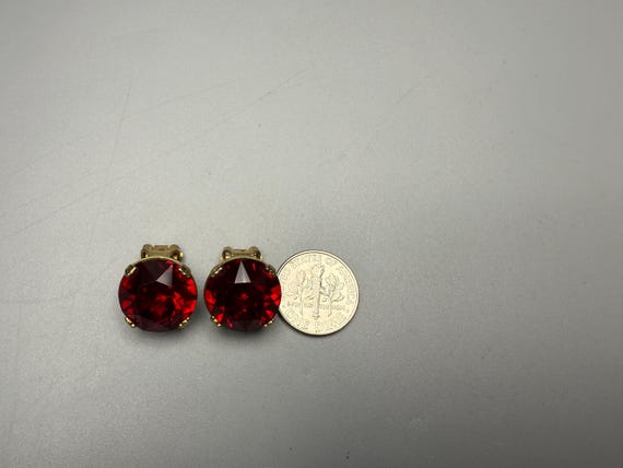 Weiss Signed VTG Ruby Red Rhinestone Clip Earring… - image 9