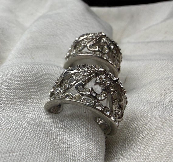 KJL Signed Kenneth J Lane Clip On Earrings VTG Si… - image 2
