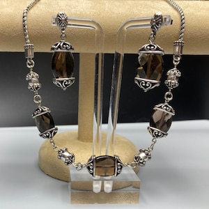 Brighton Night Mist Smoky Quartz Silver Plated Necklace Earrings SET NWOT image 4