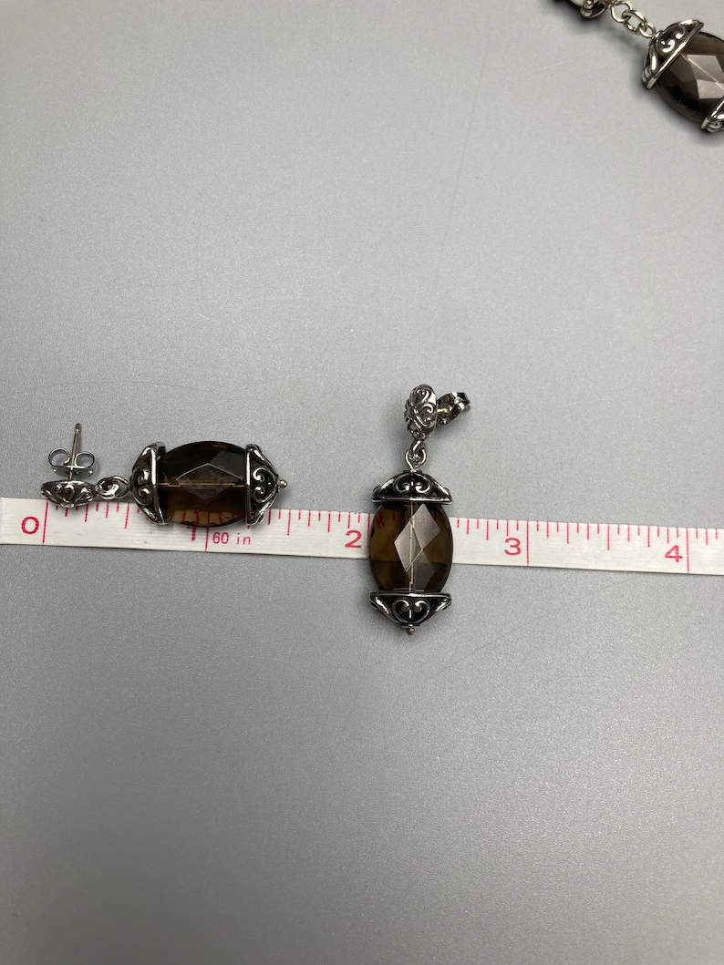 Brighton Night Mist Smoky Quartz Silver Plated Necklace Earrings SET NWOT image 5