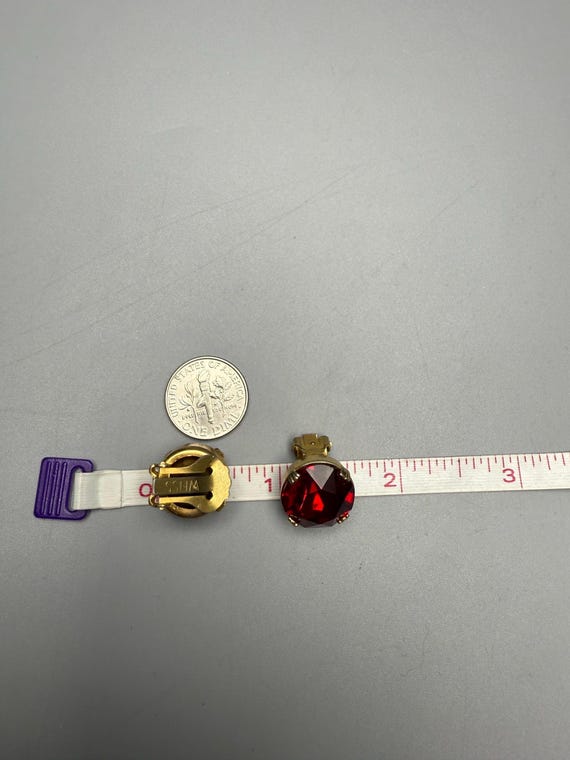 Weiss Signed VTG Ruby Red Rhinestone Clip Earring… - image 7