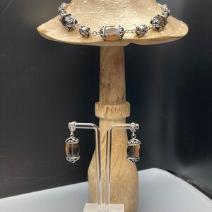 Brighton Night Mist Smoky Quartz Silver Plated Necklace Earrings SET NWOT image 3