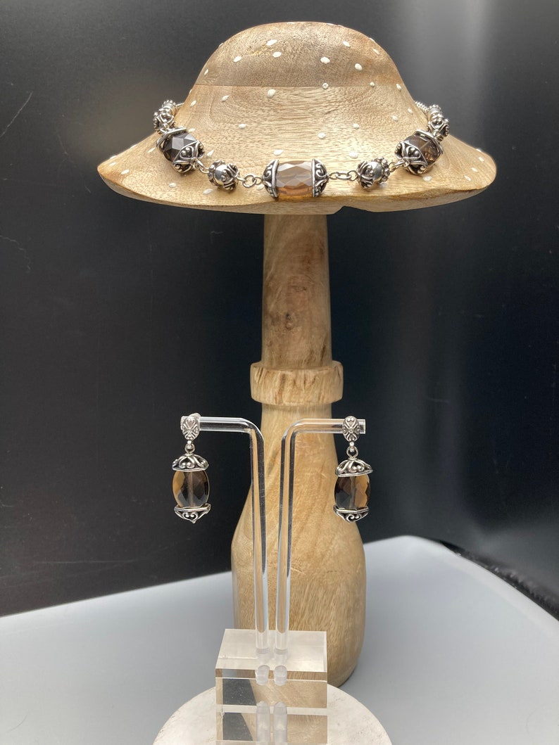 Brighton Night Mist Smoky Quartz Silver Plated Necklace Earrings SET NWOT image 3