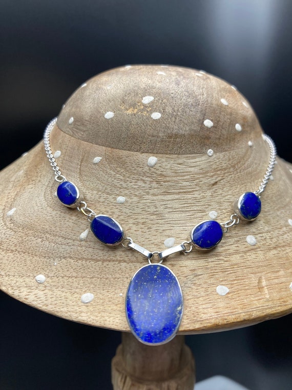 LAPIS LAZULI Necklace Artist Made 925 Sterling Si… - image 1