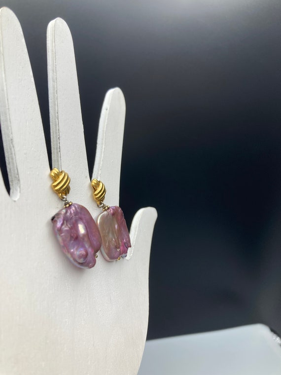 Lavender Haze Baroque Large Pearl Earrings Vermei… - image 6