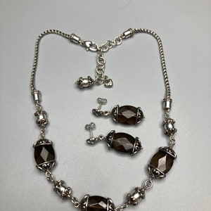 Brighton Night Mist Smoky Quartz Silver Plated Necklace Earrings SET NWOT image 8