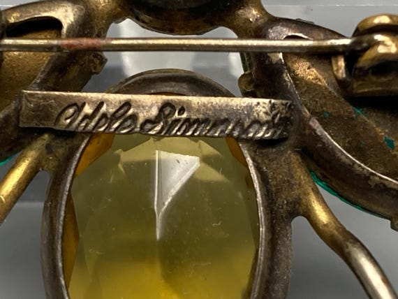 Bug Brooch Adele Simpson Rhinestone Winged Multic… - image 7