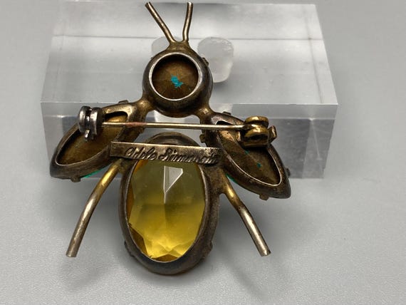 Bug Brooch Adele Simpson Rhinestone Winged Multic… - image 6