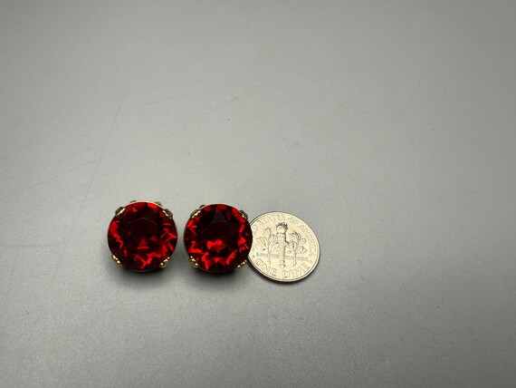 Weiss Signed VTG Ruby Red Rhinestone Clip Earring… - image 6