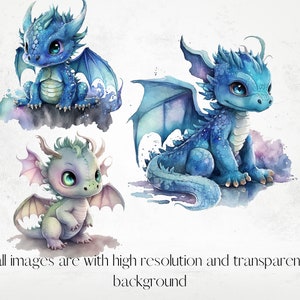 Watercolor Baby Dragons Clipart, Rainbow Cliparts, Cute Dragons Png ...