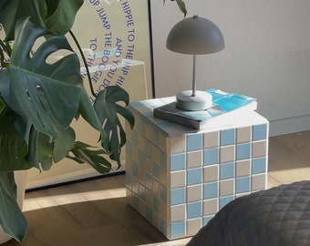 Tile Cube 6x6 - Table d'appoint carrelée Cube - Table de chevet carrelée - Table Tile Cube