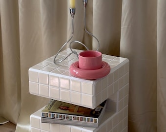 Ceramic Tile Side Table: Multi-Functional Nightstand