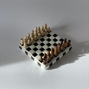 Tablero de ajedrez Cosmo Mini 25 – Tablero de ajedrez de mosaico – Juego de ajedrez de mosaico personalizado – Tablero de ajedrez de mosaico de porcelana