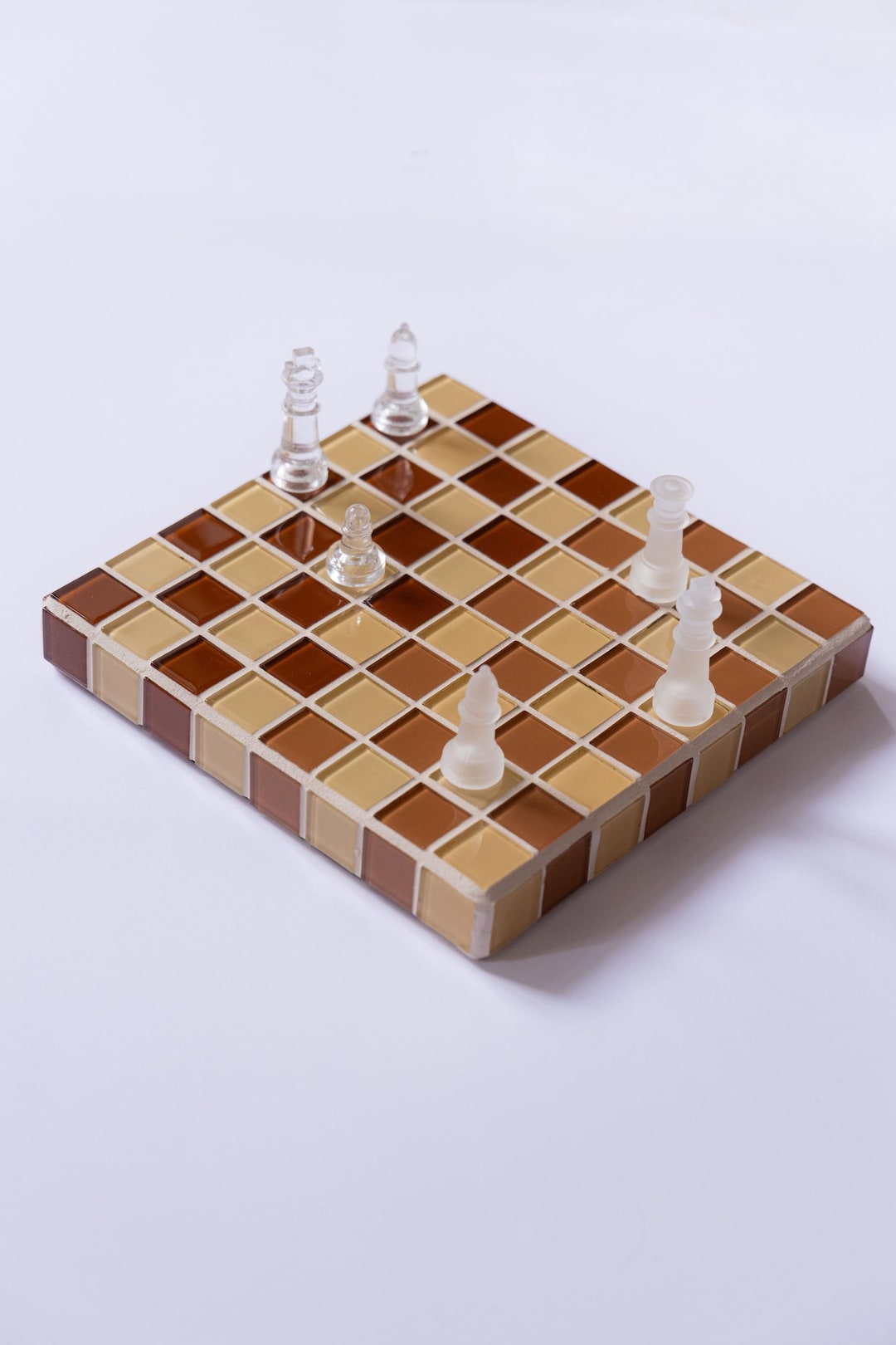 Glass Tile Chessboard: Handmade Mosaic Chess Set, Personalized Colors ...