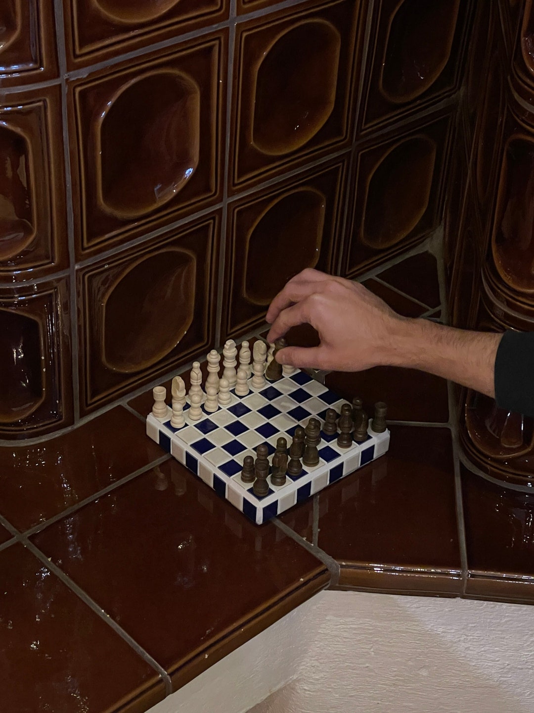 Handmade Ceramic Tile Chessboard (chess Pieces Included) – Personalized ...