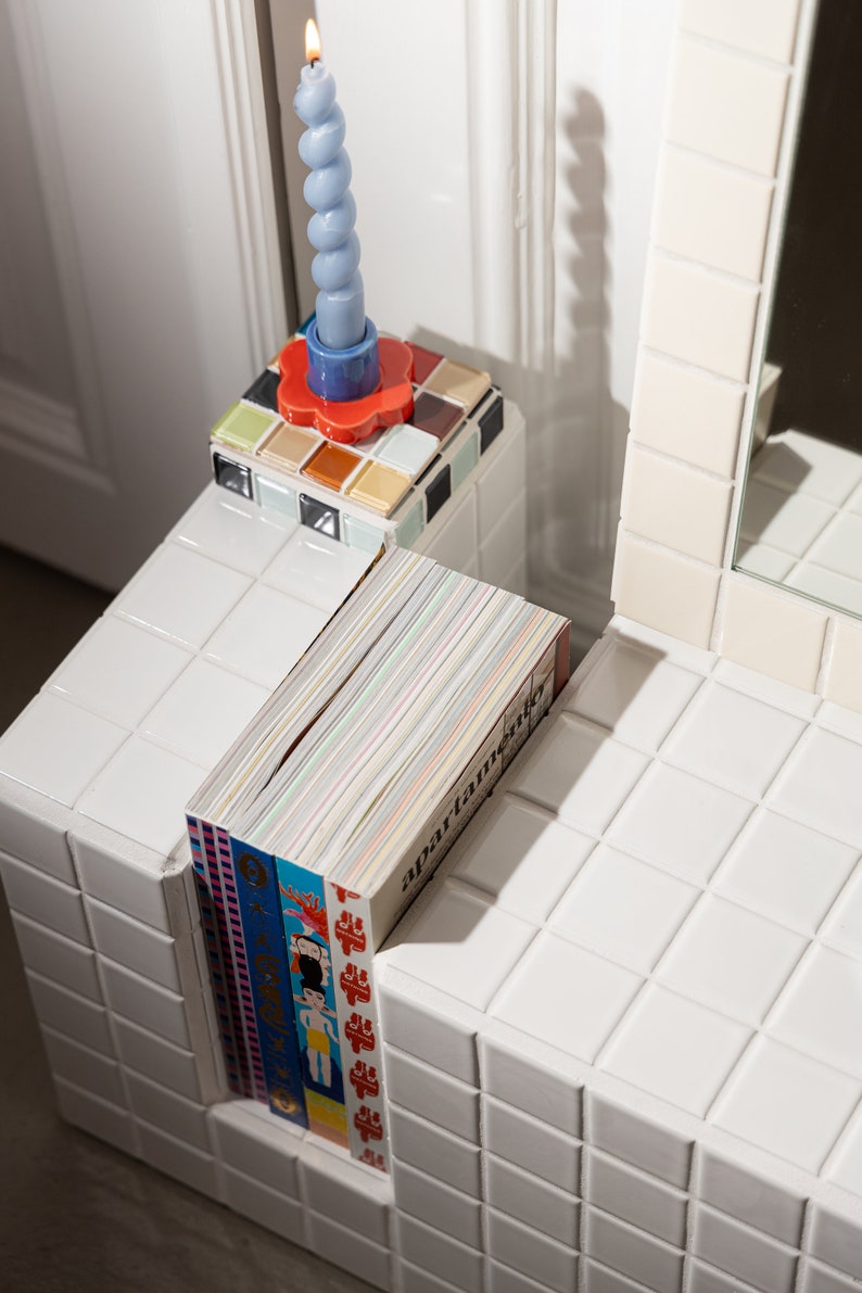 This decorative glass tile coaster, handcrafted in a square checkered design, is both practical and stylish. It protects surfaces from heat and moisture and doubles as a small piece of mosaic art. Ideal for gifting on Christmas, birthdays, or as a housewarming present for friends, teachers, or coworkers. Perfect for rustic, boho, or colorful modern interiors.