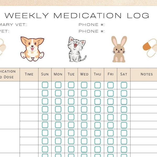 Medication Log - Etsy