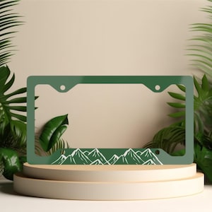Mountain Adventure Metal License Plate Frame - Custom Car Decor, Nature Enthusiast Gift, Outdoor Lifestyle Accessory, Unique Vehicle Decor,