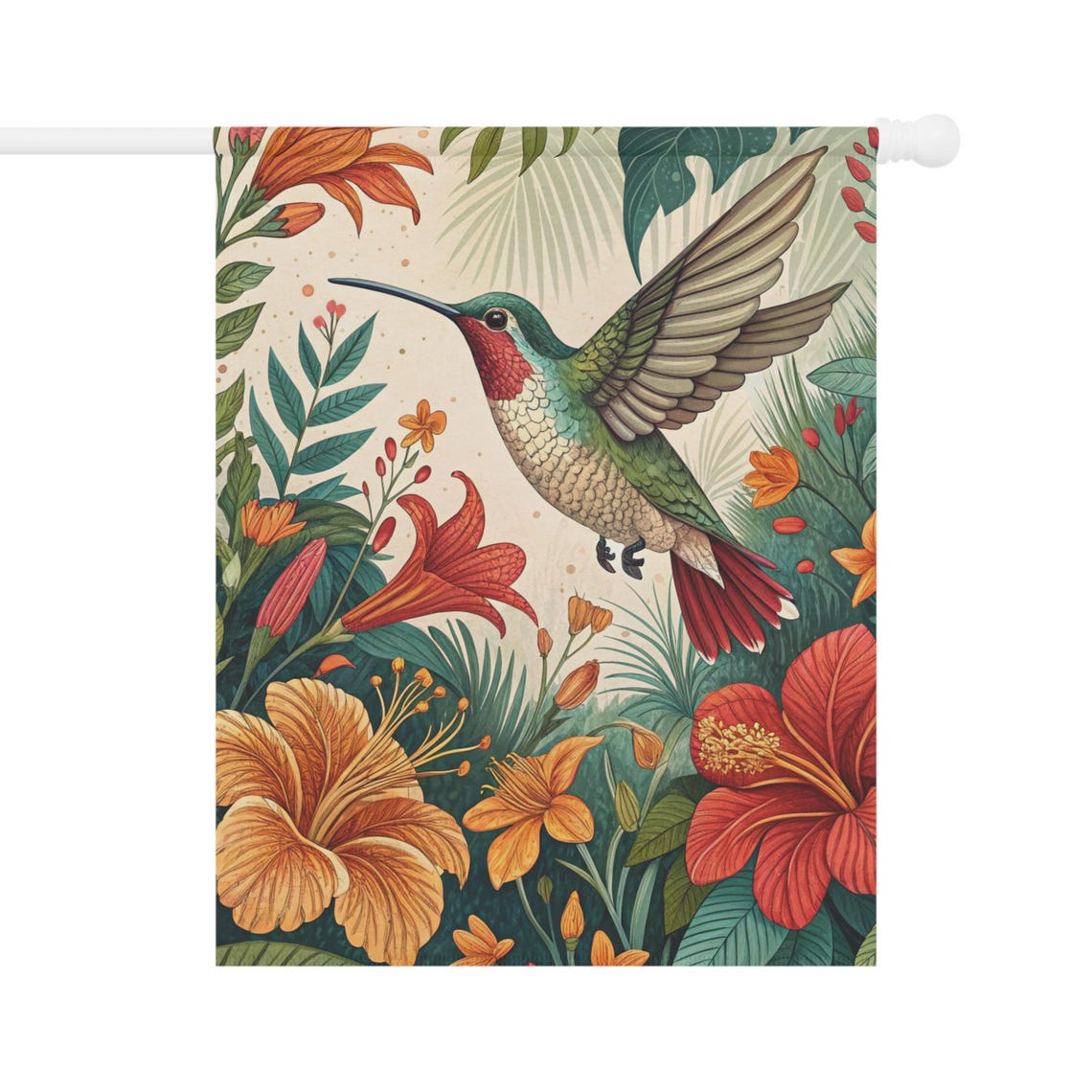 Hummingbird Garden Flag, Floral Garden Flag, Tropical Garden Flag, Bird ...