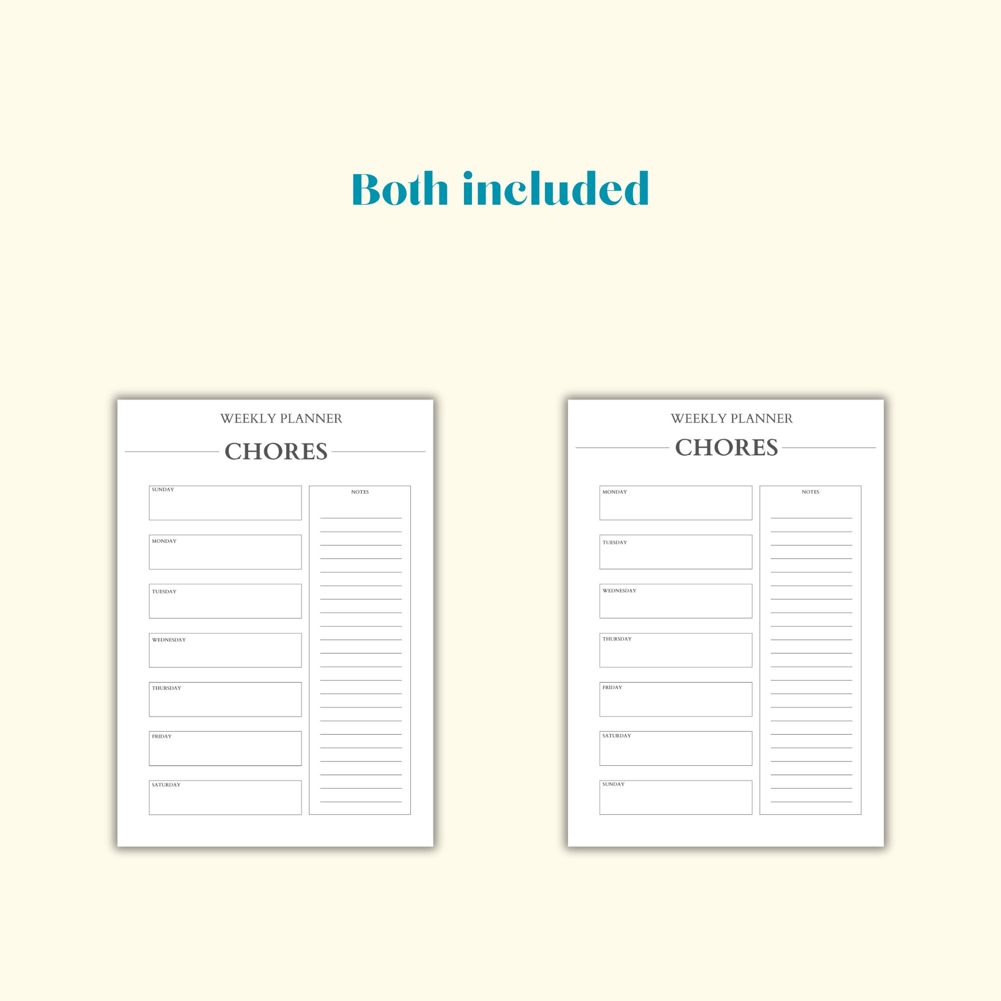 Weekly Chores Tracker Chores Schedule Chore Planner Digital - Etsy