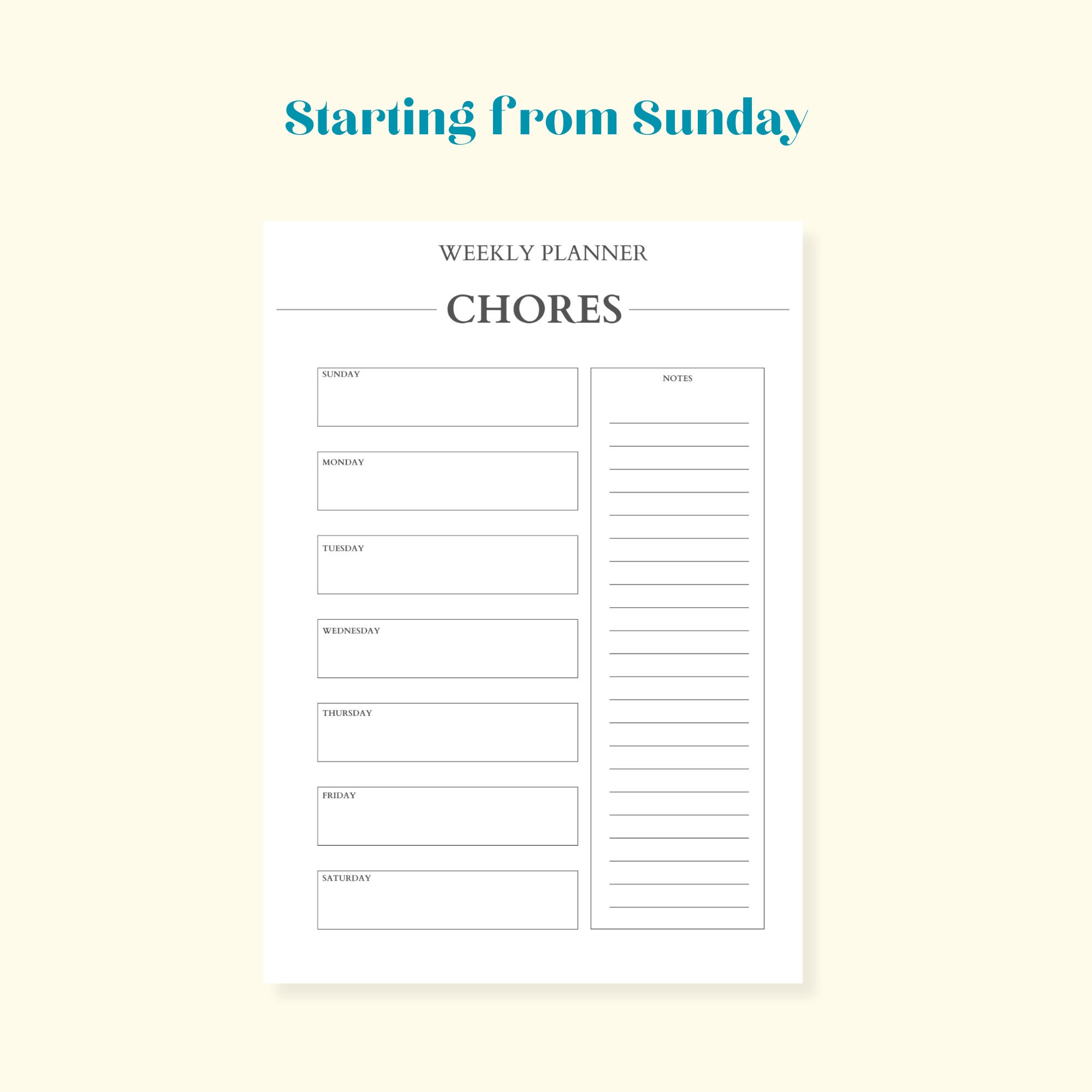 Weekly Chores Tracker Chores Schedule Chore Planner Digital - Etsy