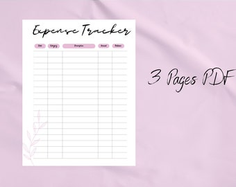 Expense Tracker | Blush Pink Palette | Simple Expense Log | Personal Finances | Cash Tracker | Money Tracker | Spending Tracker | Download